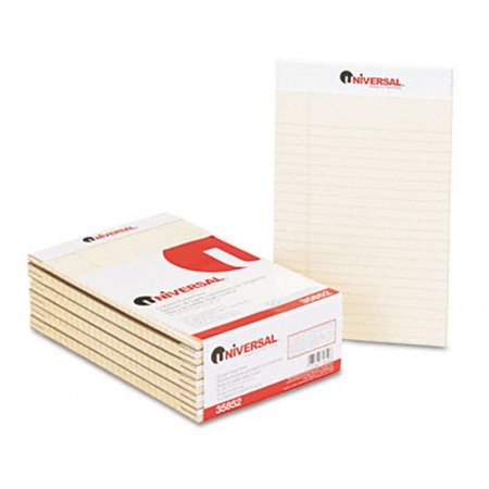 UNIVERSAL BATTERY Universal Colored Perforated Note Pads Wide Rule 5 x 8 Ivory 50-Sheet Pack of 12 35852